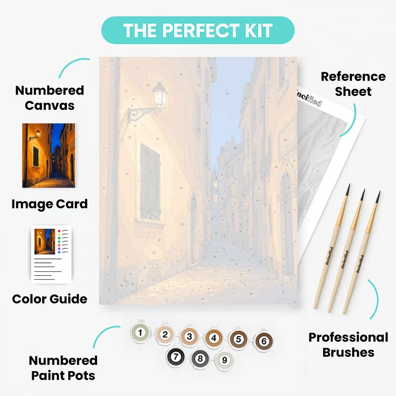 Cobblestone Alley at Dusk - Paint by Numbers Kit