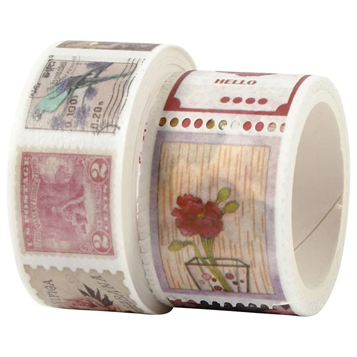 Washi Tape Set: Stamps and Flowers