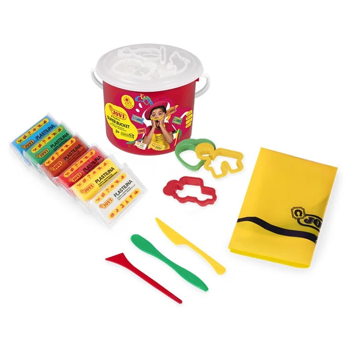 Modeling Clay Set in a Bucket - 6x50 g - 4 Cutters - 3 Spatulas - Mat
