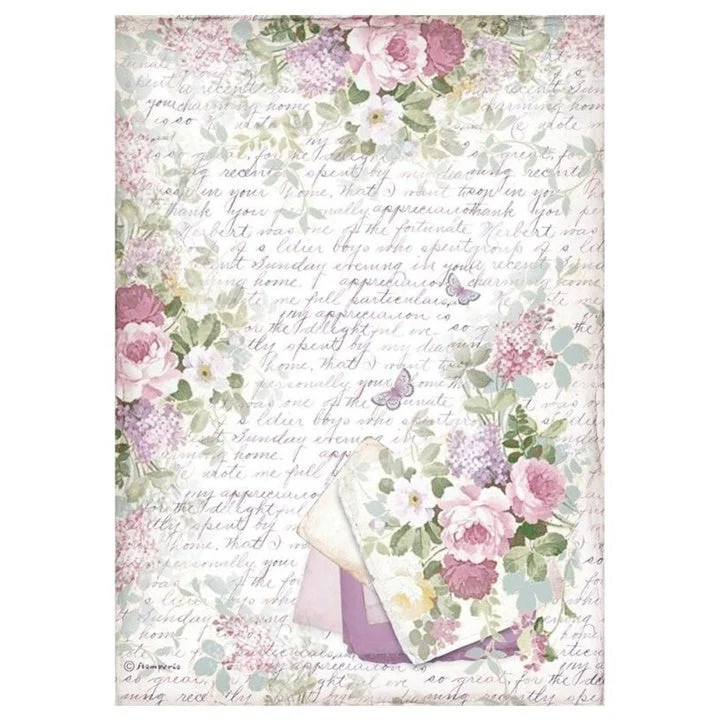 Rice Paper A4 with Flowers and Letters