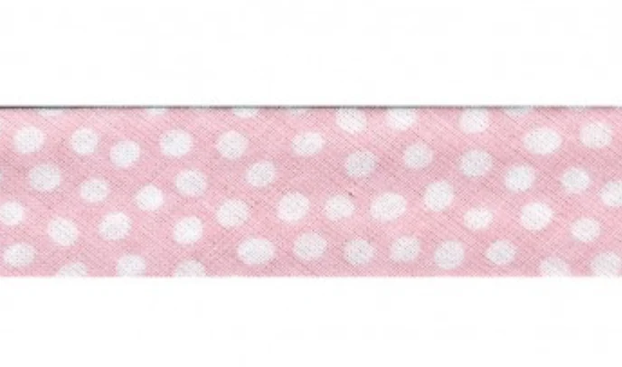 Schrägband Punkte groß rosa/weiß