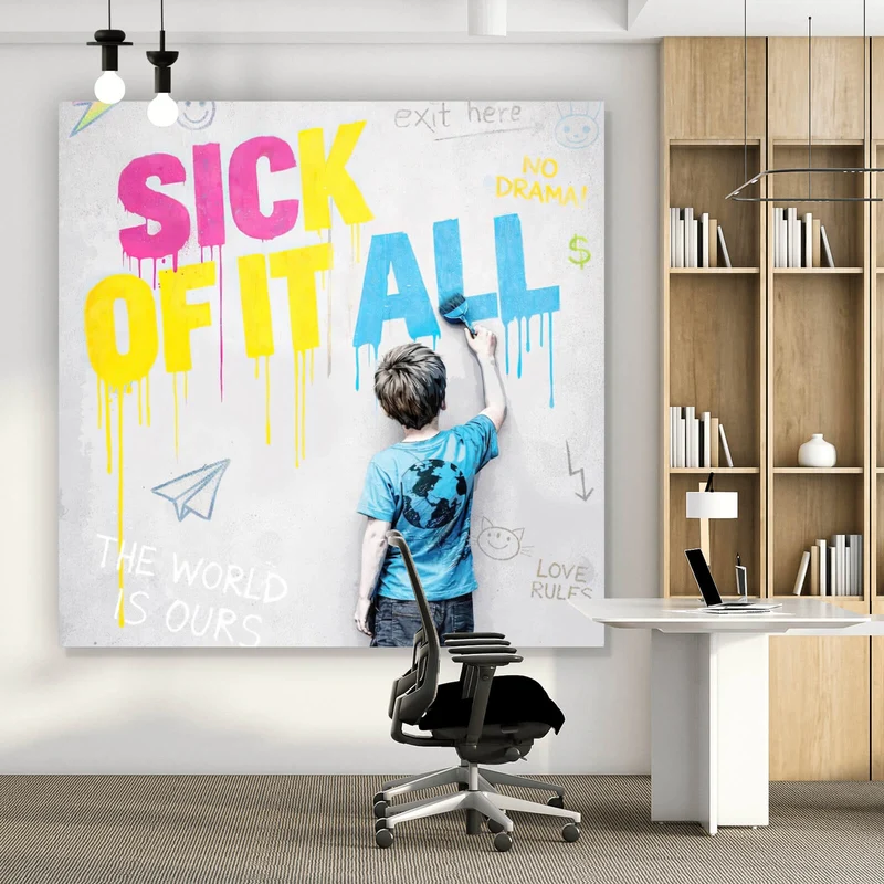 Leinwandbild Sick of it all Pop Art Quadrat