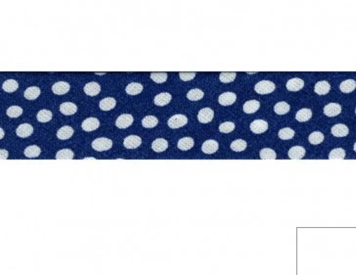 Schrägband Punkte groß blau/weiß