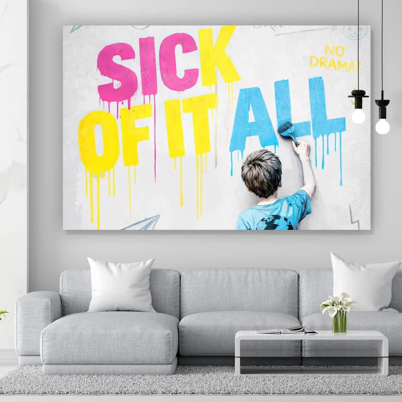 Acrylglasbild Sick of it all Pop Art Querformat