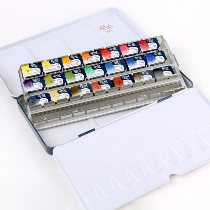 ROSA GALLERY Classic Watercolor Set, Metal Case, 21 Colors, Full Pans