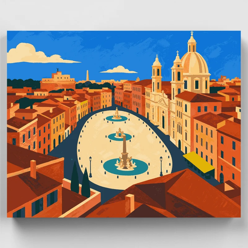 Piazza Navona Aerial - Paint by Numbers Kit