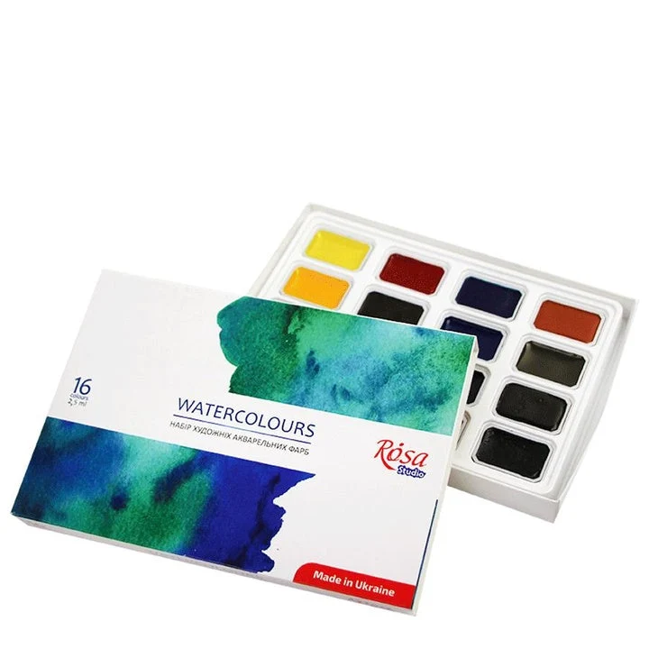 ROSA STUDIO Watercolor Set, 16 x 2.5 ml, Full Pans, Cardboard