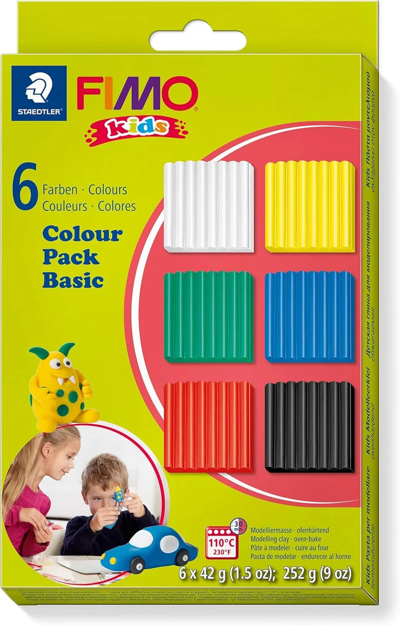 FIMO kids Knete 6er Set - Bunte Modelliermasse für Kinder