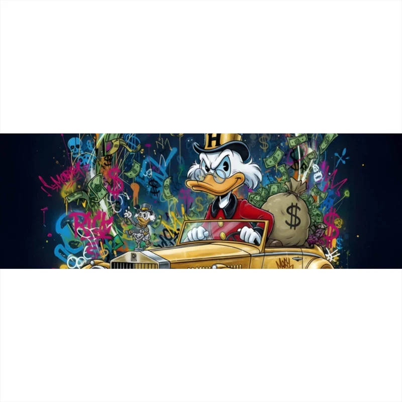 Spannrahmenbild Eindrucksvolle Ente in einem Luxusauto Panorama