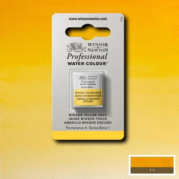 Winsor and Newton - Professional Artists' Watercolour Half Pan - HP - Winsor Yellow Deep
