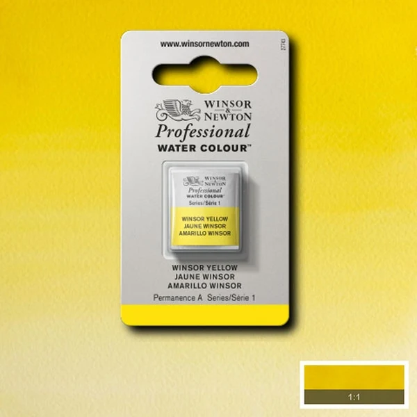 Winsor and Newton - Professional Artists' Watercolour Half Pan - HP - Winsor Yellow