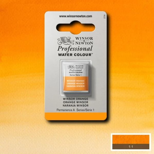 Winsor and Newton - Professional Artists' Watercolour Half Pan - HP - Winsor Orange