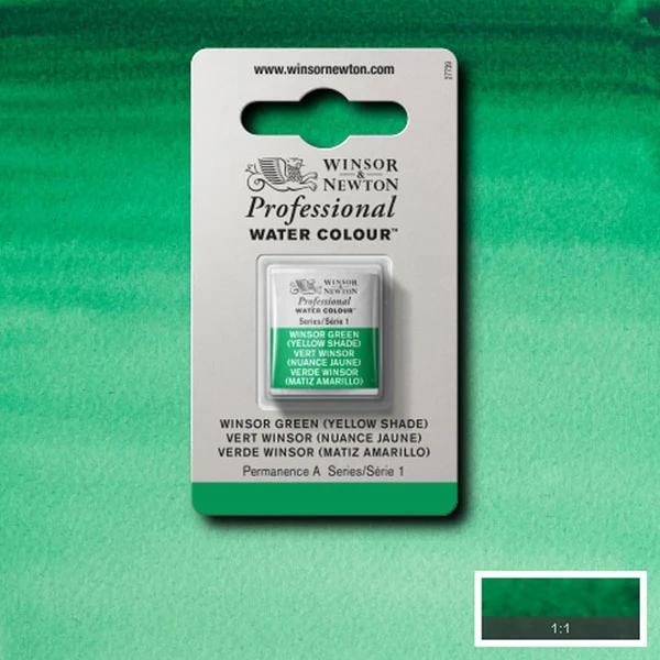 Winsor and Newton - Professional Artists' Watercolour Half Pan - HP - Winsor Green Yellow Shade