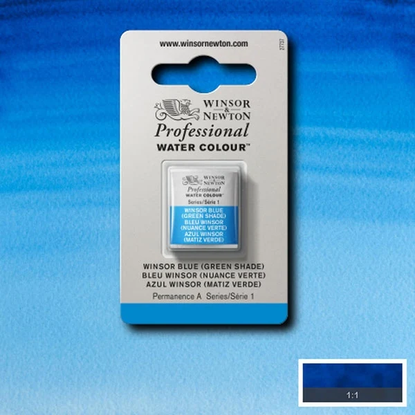 Winsor and Newton - Professional Artists' Watercolour Half Pan - HP - Winsor Blue Green Shade