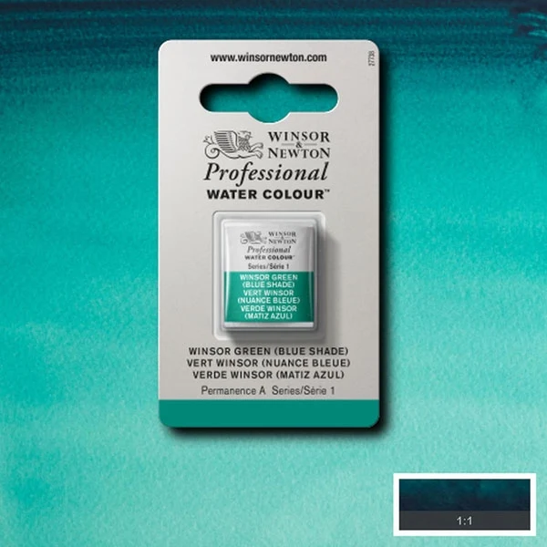 Winsor and Newton - Professional Artists' Watercolour Half Pan - HP - Viridian