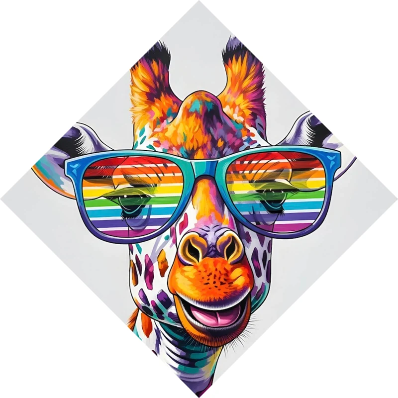 Leinwandbild Stylische Giraffe mit moderner Sonnenbrille Raute