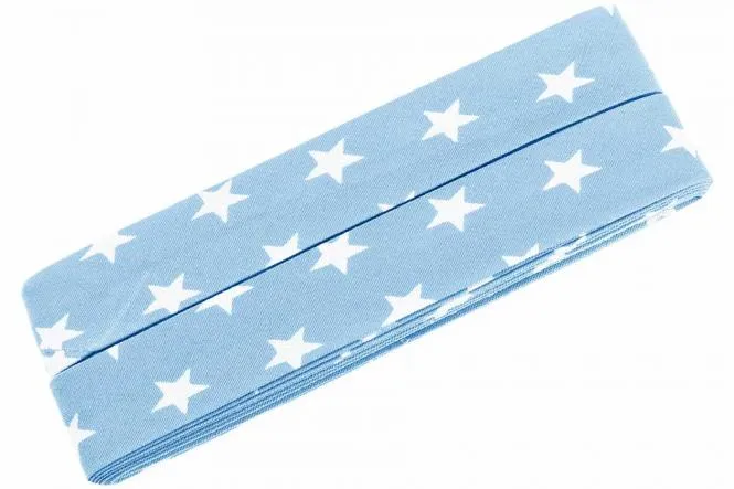 Baumwolle-Schrägband 3m Sterne hellblau