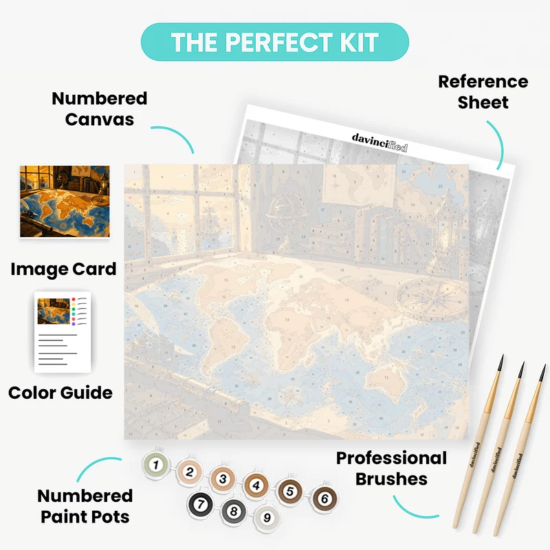 Explorer's World Map - Paint by Numbers Kit