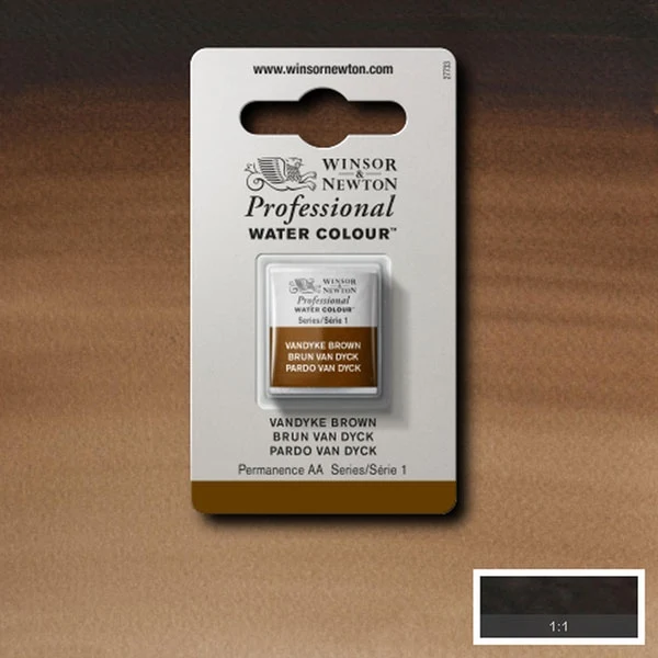 Winsor and Newton - Professional Artists' Watercolour Half Pan - HP - Vandyke Brown