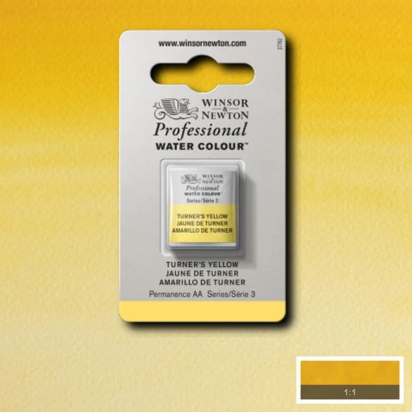 Winsor and Newton - Professional Artists' Watercolour Half Pan - HP - Turners Yellow