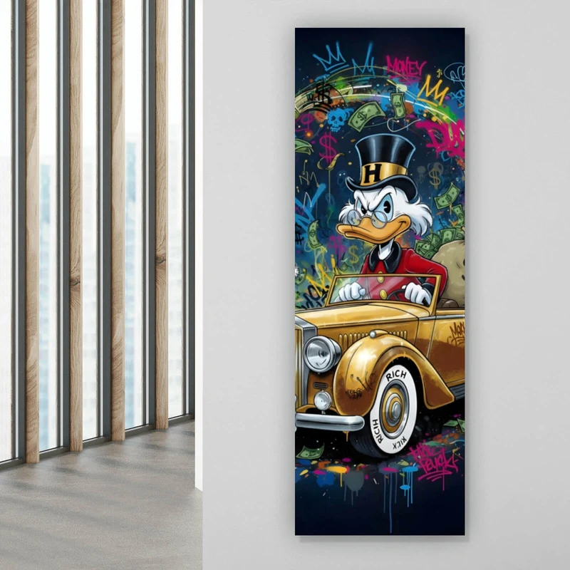 Aluminiumbild gebürstet Eindrucksvolle Ente in einem Luxusauto Panorama Hoch