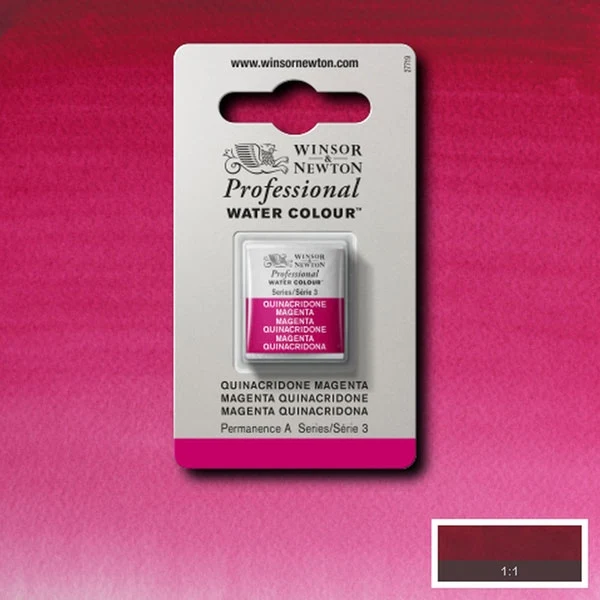Winsor and Newton - Professional Artists' Watercolour Half Pan - HP - Quinacridone Magenta