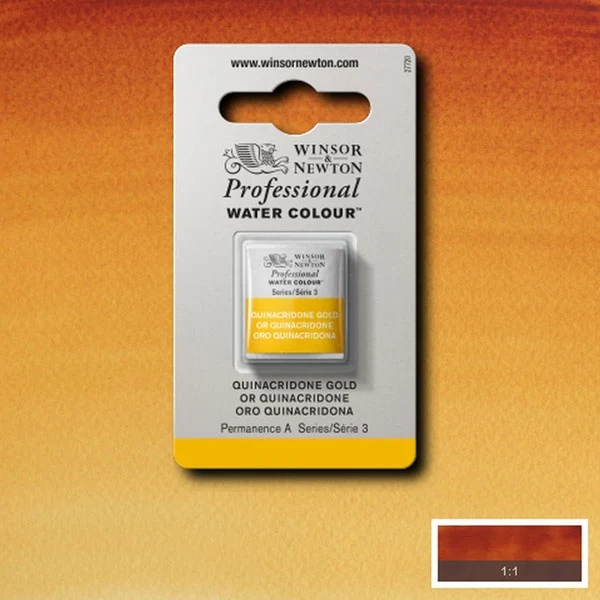 Winsor and Newton - Professional Artists' Watercolour Half Pan - HP - Quinacridone Gold