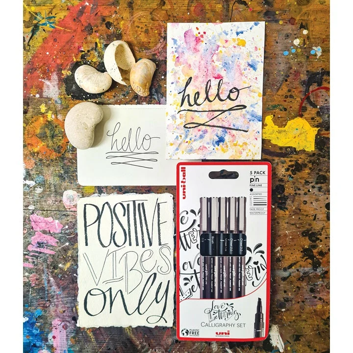 UNI PIN Fineliner Marker Set for Love Lettering, Set of 5