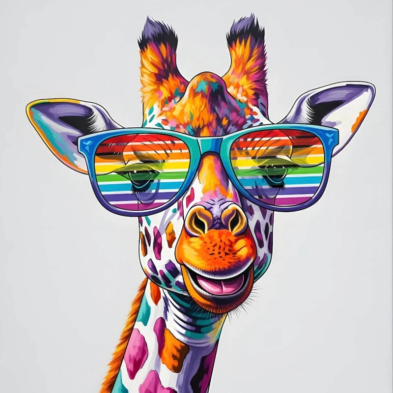 Poster Stylische Giraffe mit moderner Sonnenbrille Quadrat