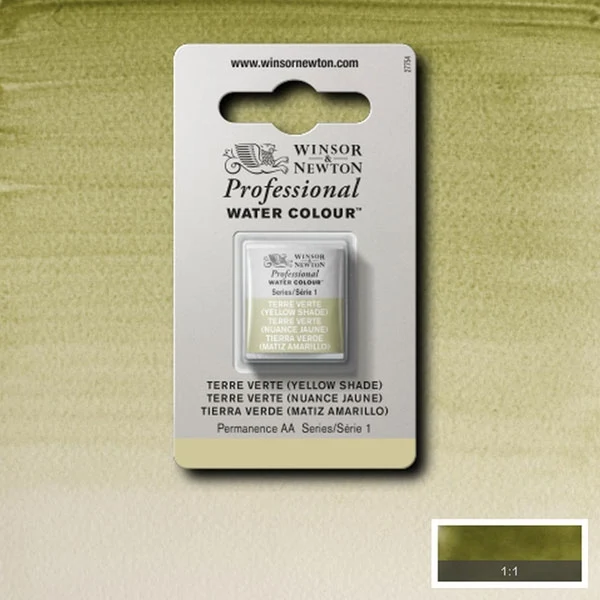 Winsor and Newton - Professional Artists' Watercolour Half Pan - HP - Terre Verte Yellow Shade
