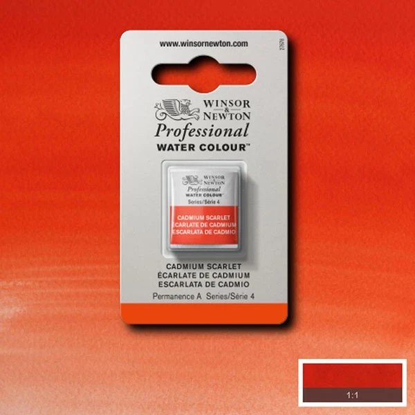 Winsor and Newton - Professional Artists' Watercolour Half Pan - HP - Cadmium Scarlet