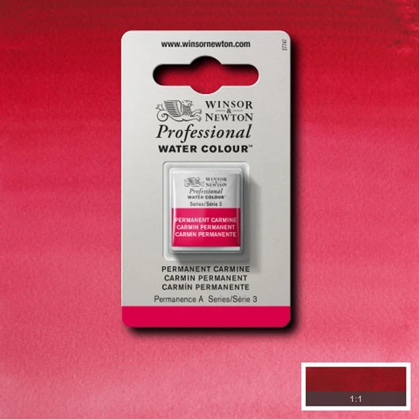 Winsor and Newton - Professional Artists' Watercolour Half Pan - HP - Permanent Carmine