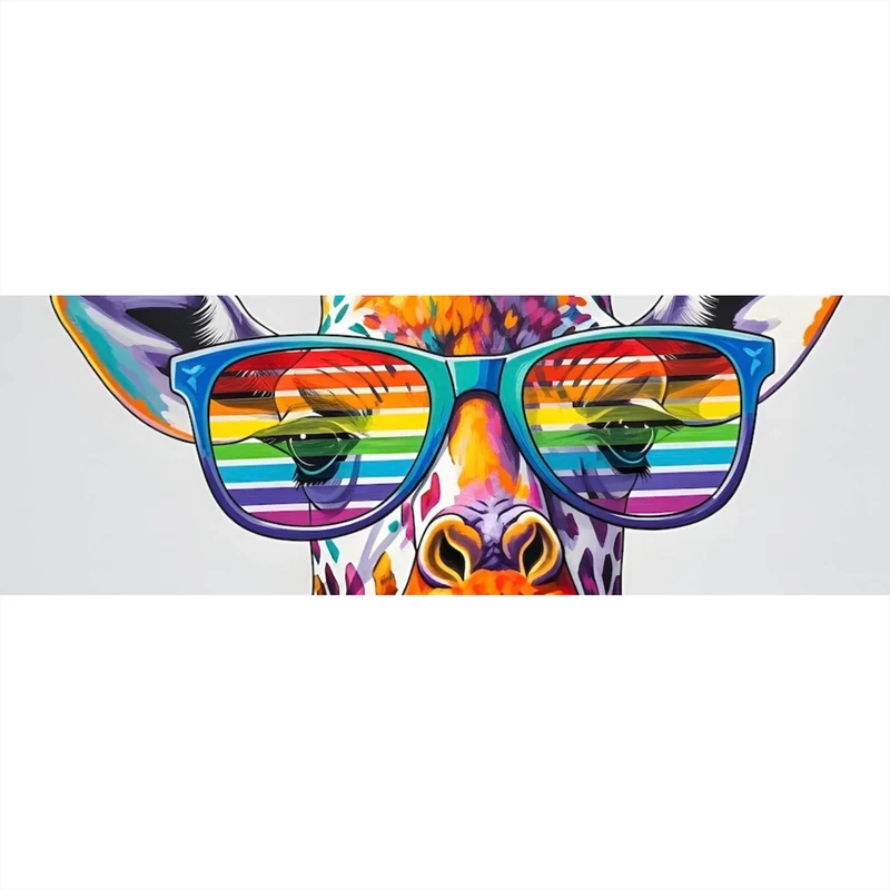 Acrylglasbild Stylische Giraffe mit moderner Sonnenbrille Panorama