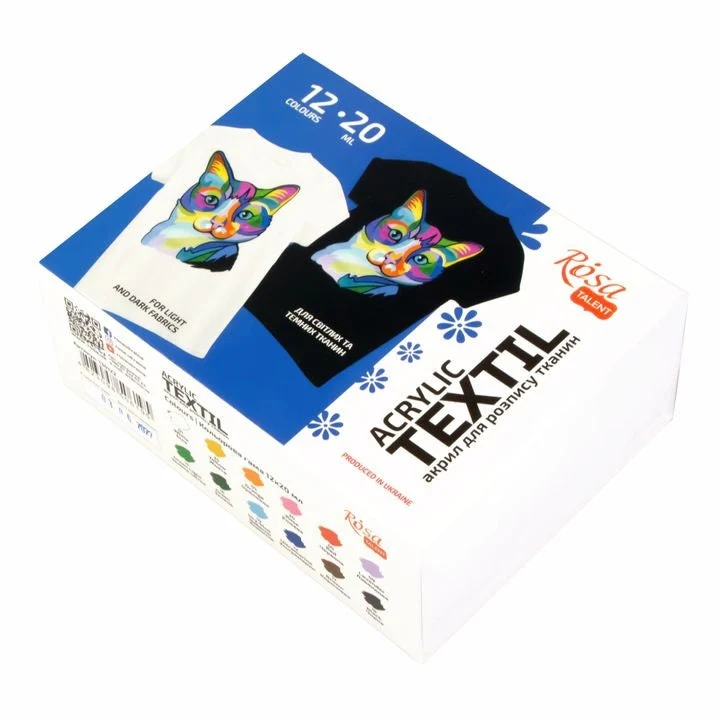 ROSA TALENT CAT Acrylic Paint Set for Fabric