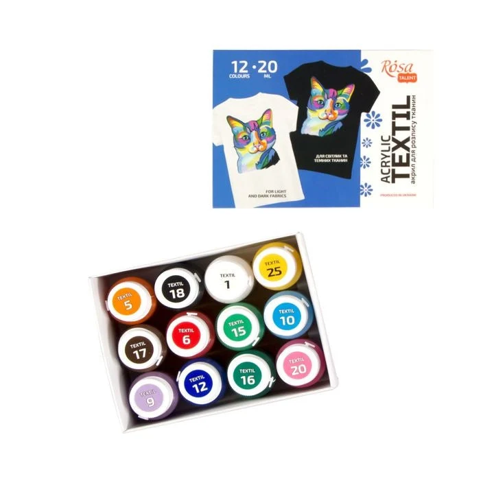 ROSA TALENT CAT Acrylic Paint Set for Fabric