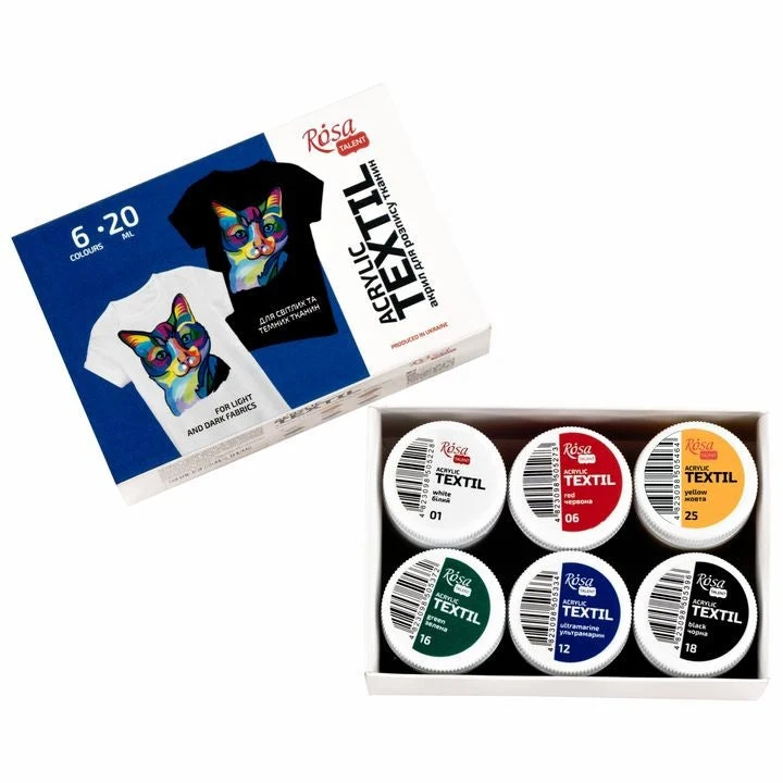 ROSA TALENT CAT Acrylic Paint Set for Fabric