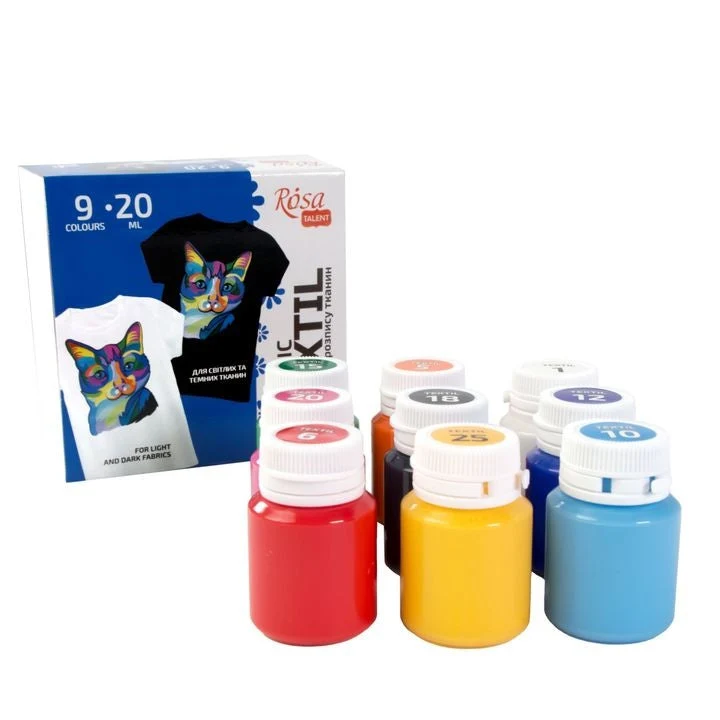 ROSA TALENT CAT Acrylic Paint Set for Fabric