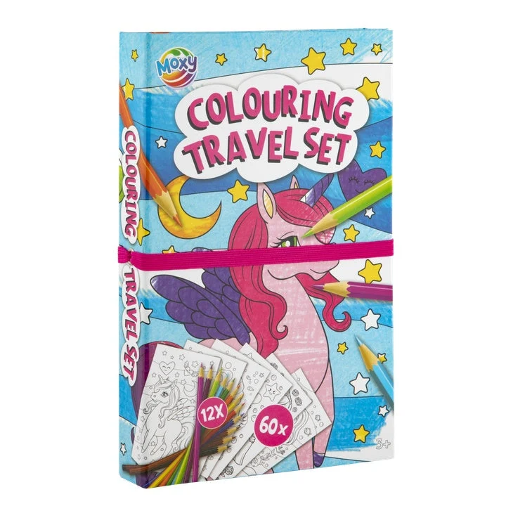 Kids’ Travel Coloring Set, 1 Book and 12 Pencils (Unicorn)