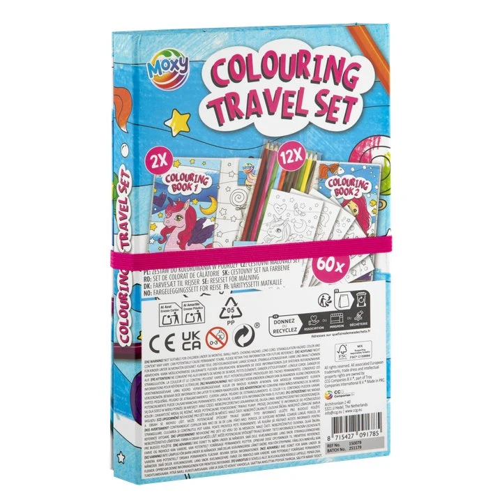 Kids’ Travel Coloring Set, 1 Book and 12 Pencils (Unicorn)