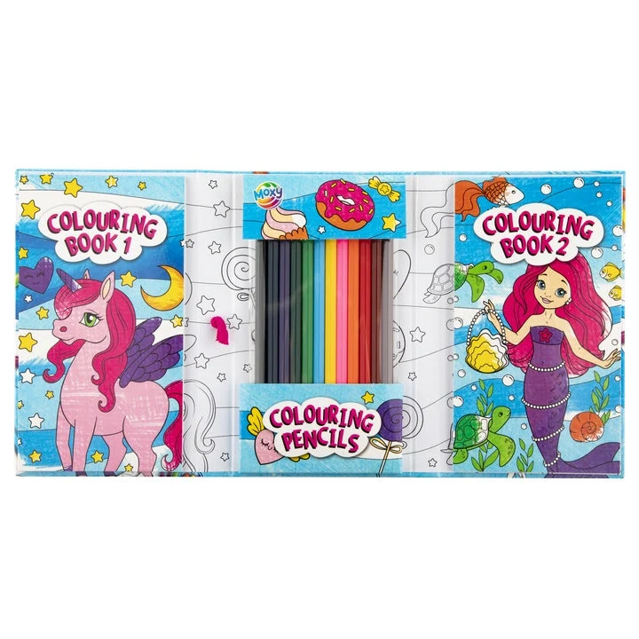 Kids’ Travel Coloring Set, 1 Book and 12 Pencils (Unicorn)