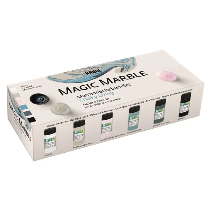 Kreul Magic Marble Chalky Marbling Paint Set, 6 x 20 ml