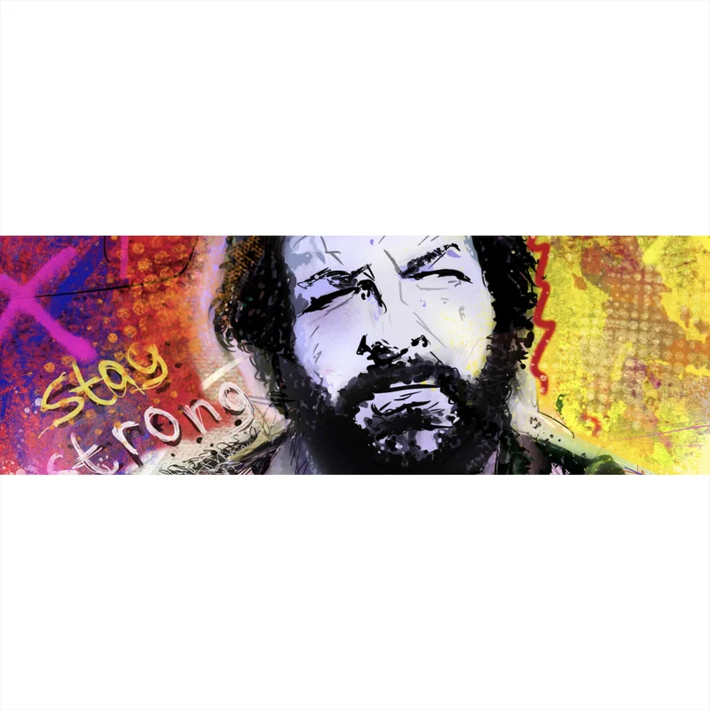 Acrylglasbild Portrait Schauspieler in Graffiti Optik Panorama