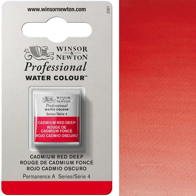 Winsor and Newton - Professional Artists' Watercolour Half Pan - HP - Cadmium Red Deep