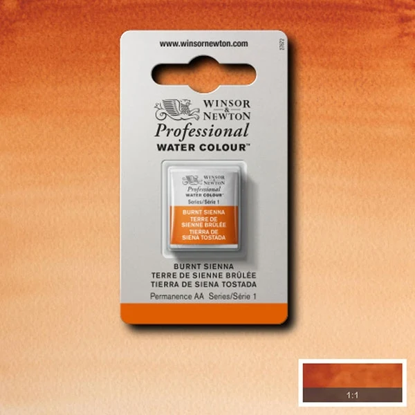 Winsor and Newton - Professional Artists' Watercolour Half Pan - HP - Burnt Sienna