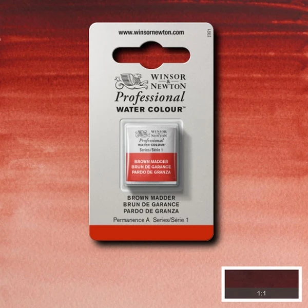 Winsor and Newton - Professional Artists' Watercolour Half Pan - HP - Brown Madder