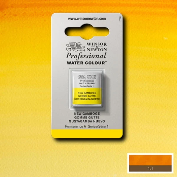 Winsor and Newton - Professional Artists' Watercolour Half Pan - HP - New Gamboge