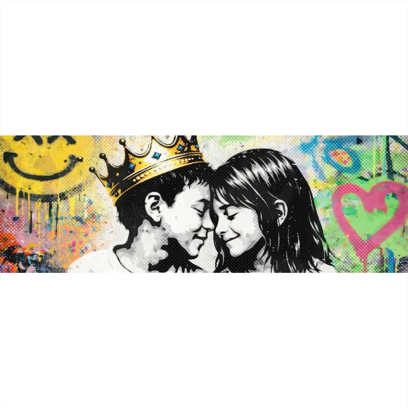 Aluminiumbild Graffiti Liebe zweier Kinder Panorama