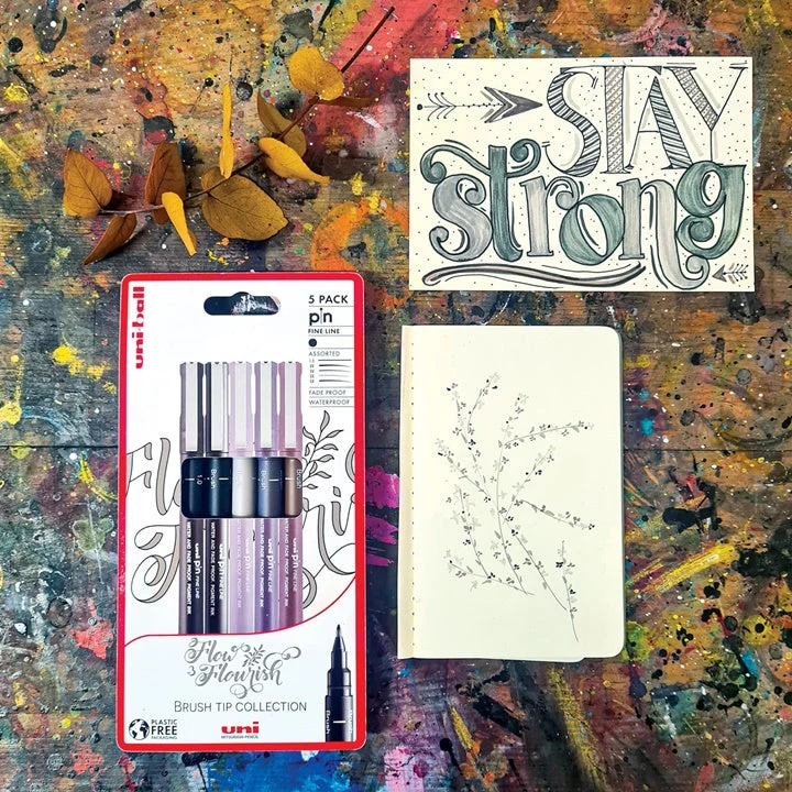 UNI PIN Fineliner Marker Set, Flow and Flourish, Set of 5