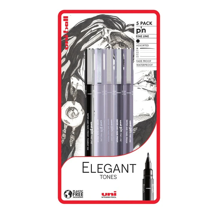 UNI PIN Elegant Tones Fineliner Marker Set of 5