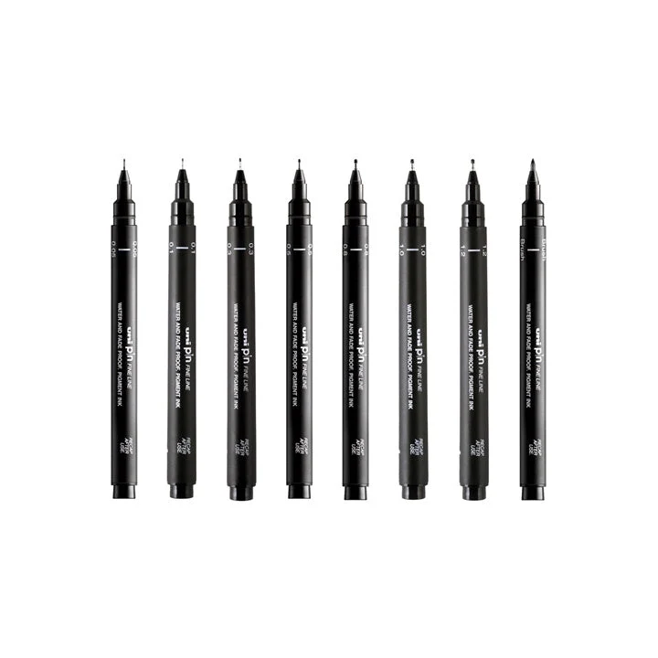 UNI PIN Draw and Sketch Fineliner Marker Set, Set of 8